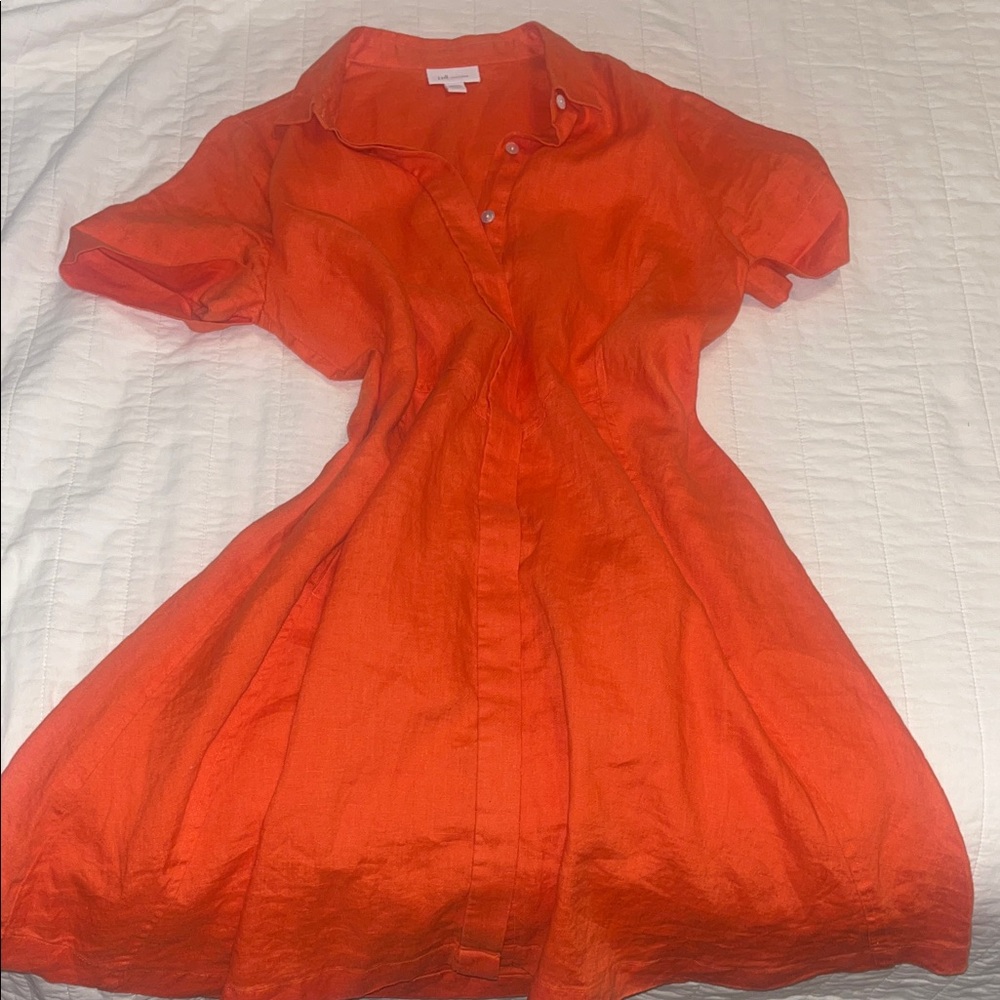 J Jill Orange Button-Up Women's Dress